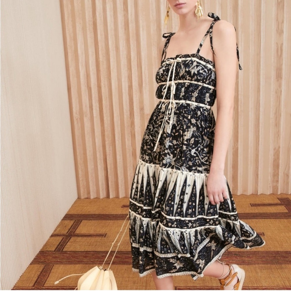 ULLA JOHNSON
Indah Printed Cotton-Blend Midi Dress size 4